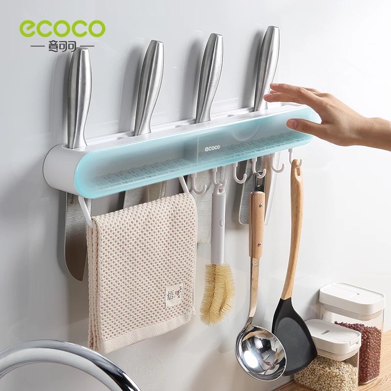 (Ecoco) Kệ cắm dao Ecoco có ngăn thìa đũa và móc treo