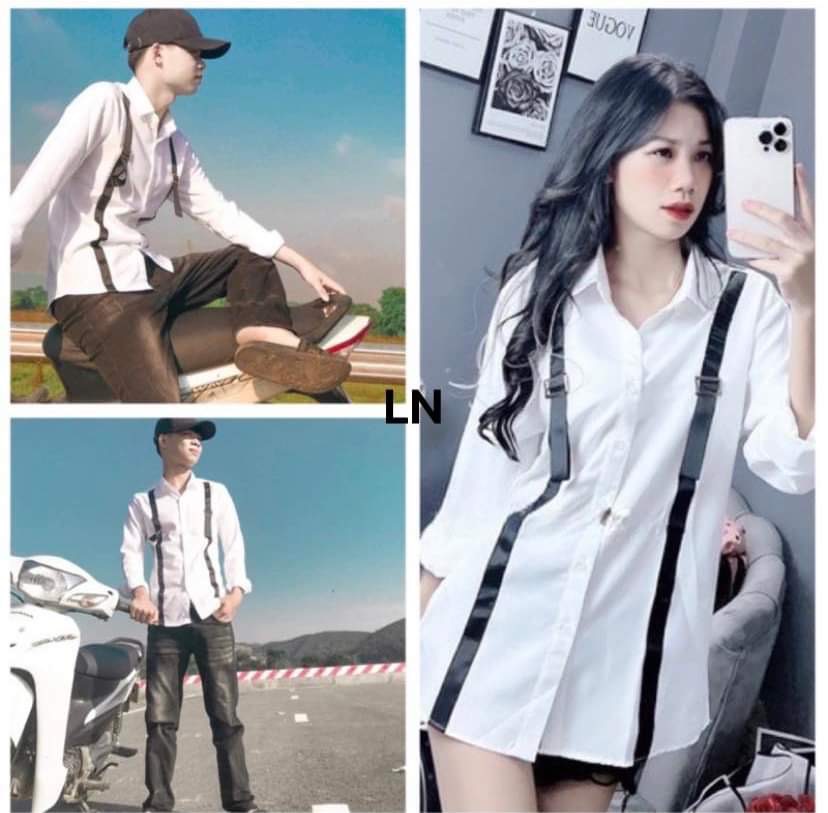 Áo sơ mi dây viền đen Chất sơ mi thô lụa ,ln.
