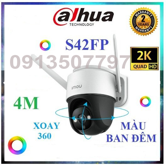 Camera IMOU Ngoài Trời Màu ban đêm Xoay 360 - S42FP 4MPX S42 FP CRUISER 4M 2K