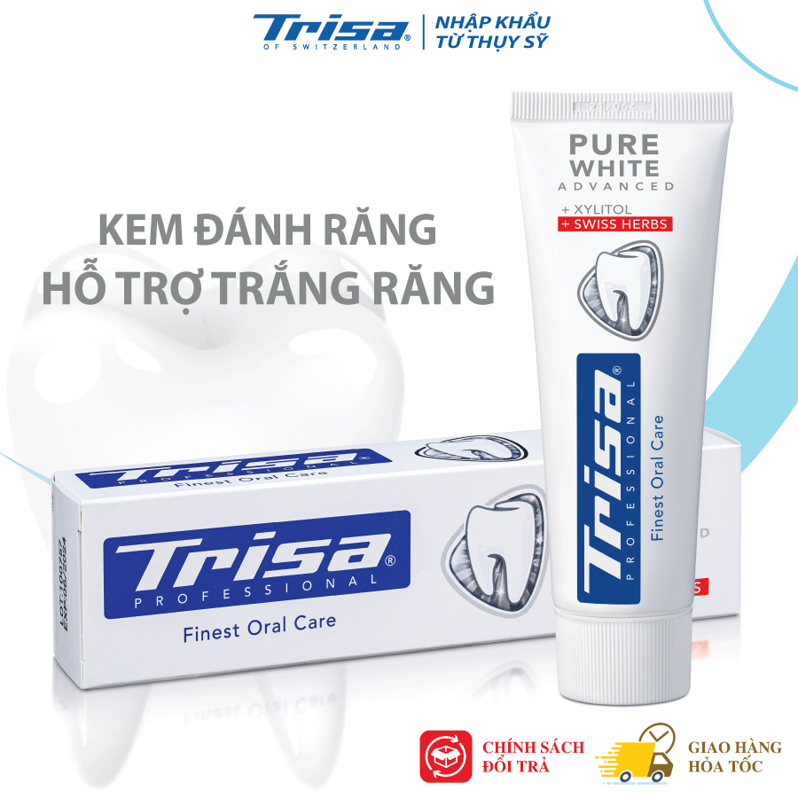 Kem Đánh Răng Trisa Pure White 75ml Hỗ Trợ Trắng Răng