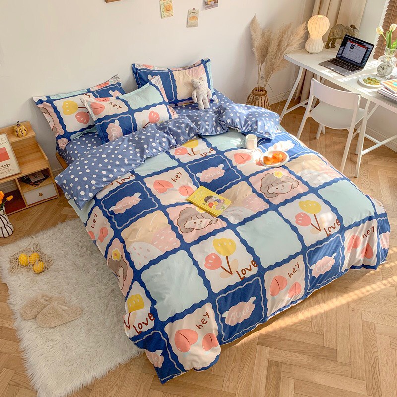 Trọn bộ 4 món cotton poly nhập mẫu bé gái love hey dành cho bé yêu