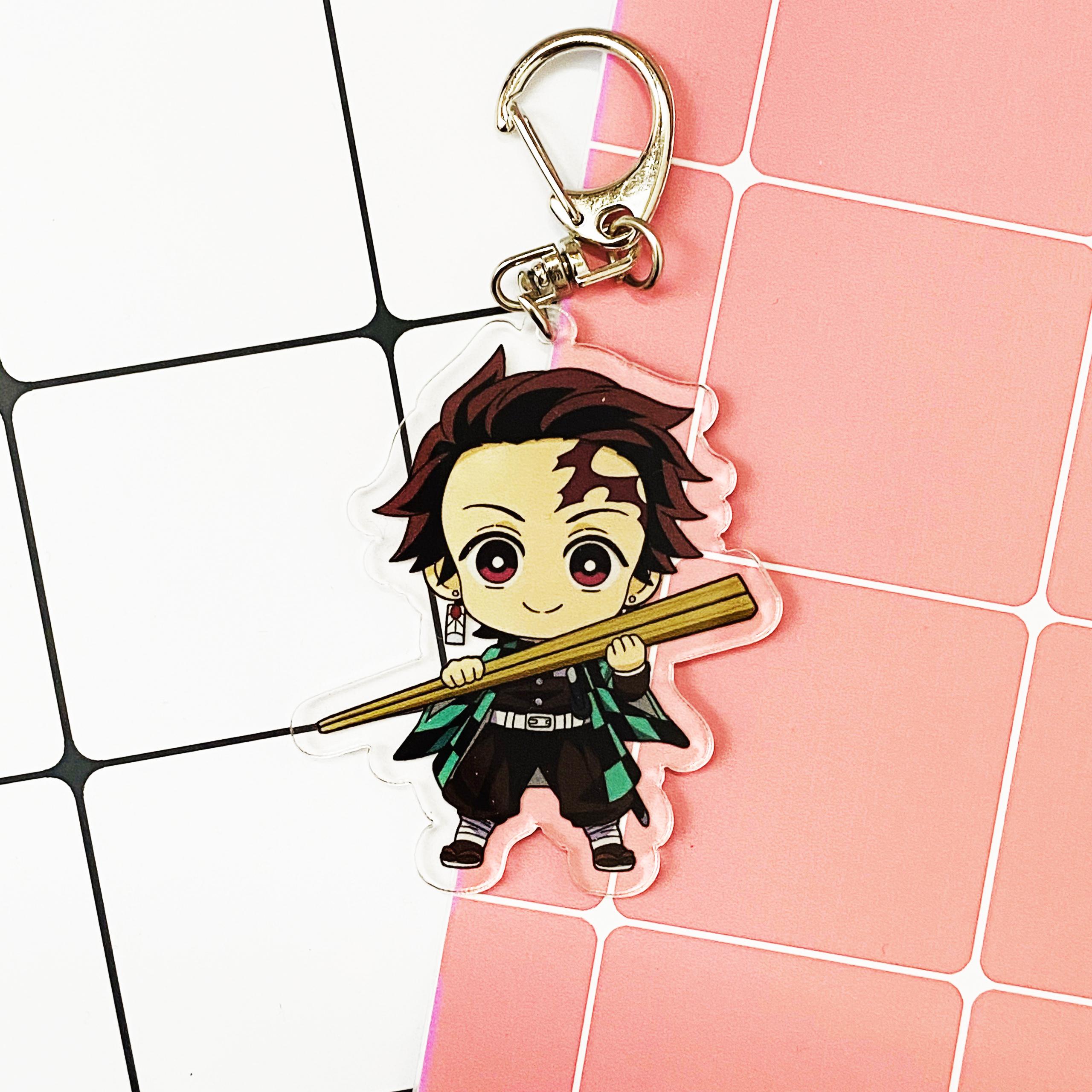 ( Mica trong acrylic ) Móc khóa Kimetsu no Yaiba Thanh gươm diệt quỷ ver ăn quà tặng xinh xắn dễ thương anime chibi