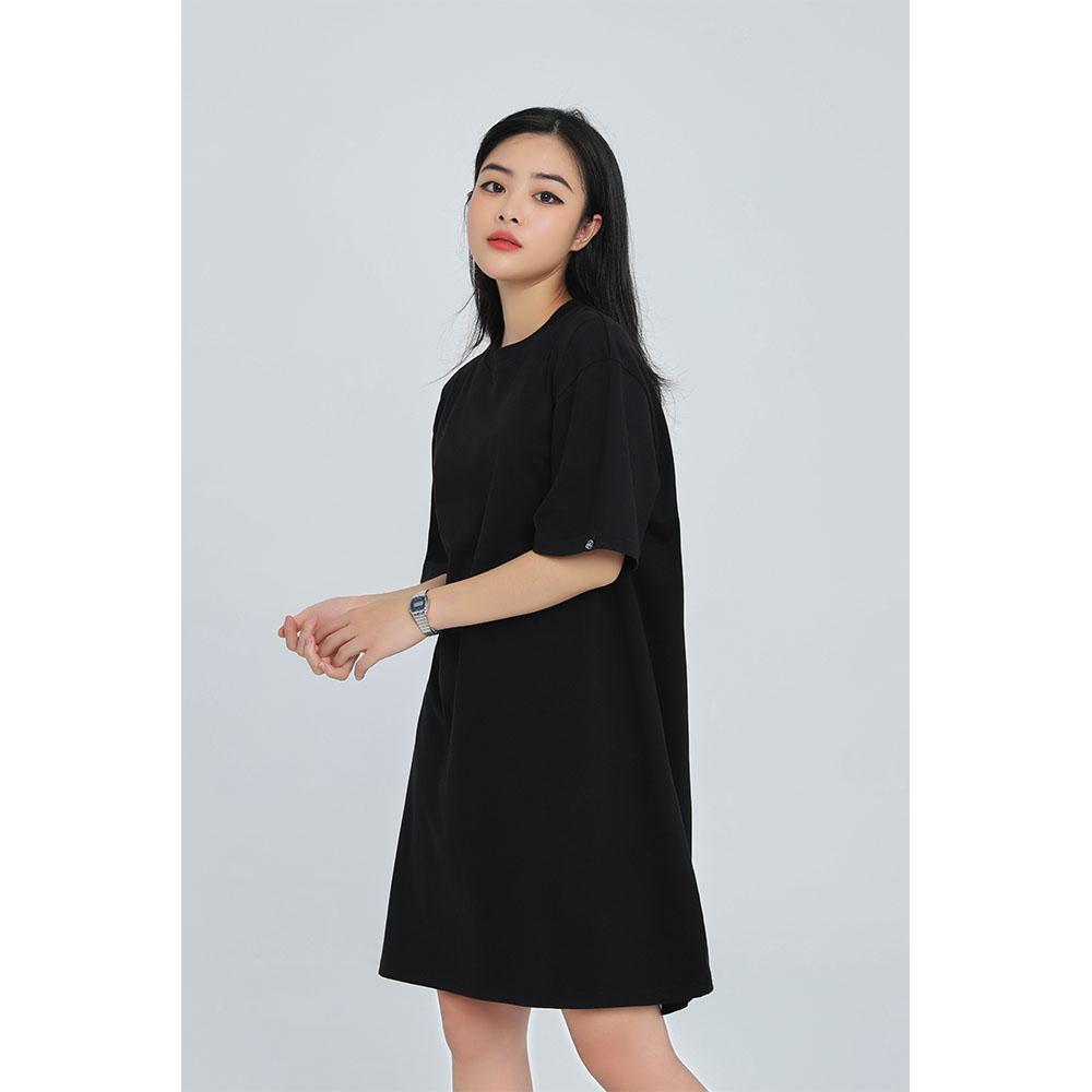 Đầm suông trơn dáng dài DTT01 Miucho vải cotton cổ tròn in basic