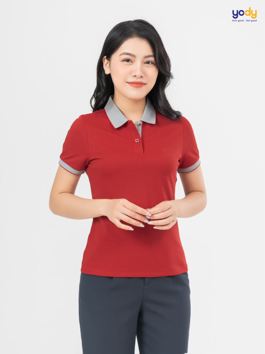 Áo polo nữ YODY vải cafe phối nẹp, áo thun có cổ, chống tia UV, thoáng mát dễ phối đồ APN3700