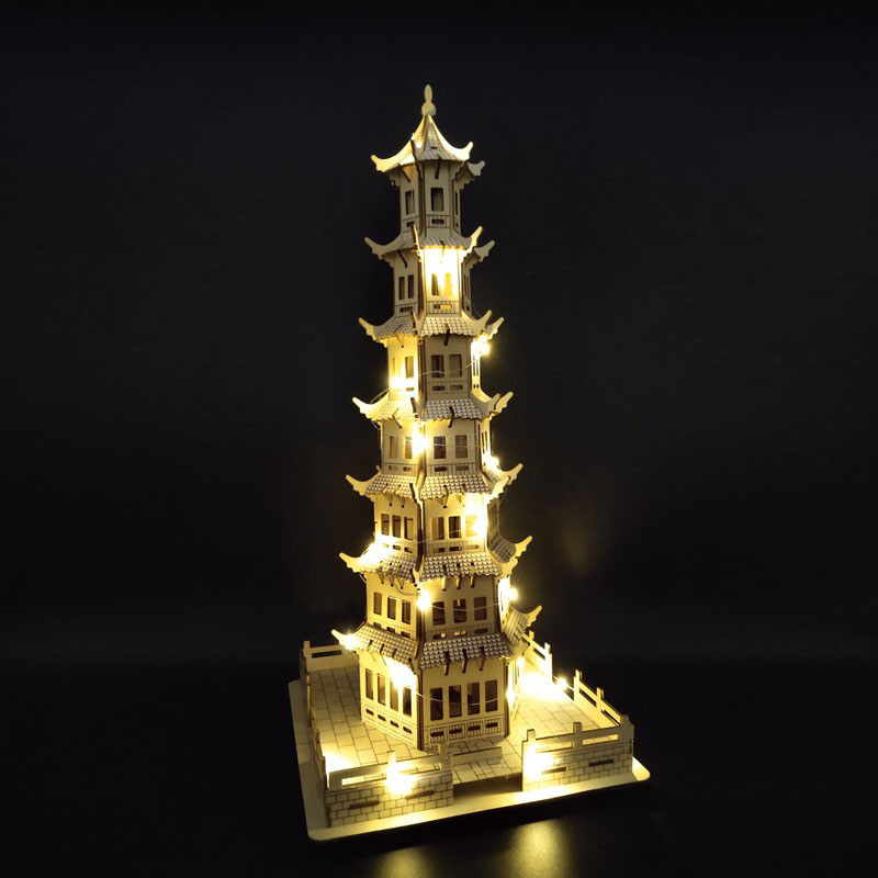 Đồ chơi lắp ráp gỗ 3d mô hình chùa pagoda hg-f026