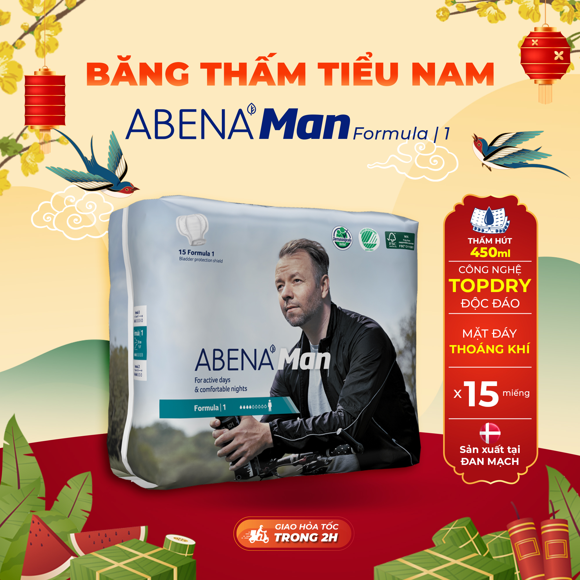 Băng thấm tiểu nam giới  Abena Man Formula - Nhập khẩu Đan Mạch