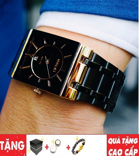 đồng hồ nam halei mặt vuông FULL đen