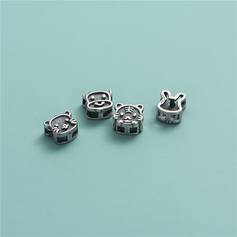 [MẪU MỚI] [S925] Charm bạc 3D xỏ ngang 12 con giáp - MH744