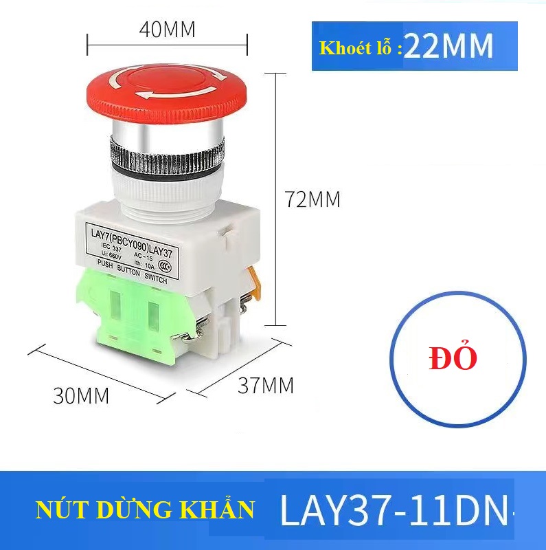Combo of 10 Emergency Stop Buttons Non-22 -La37-11Dn