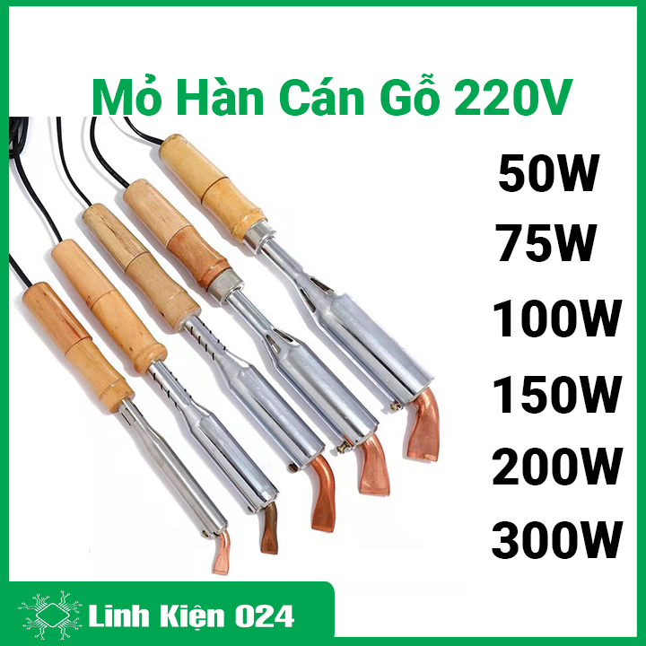 Mỏ hàn cán gỗ 220V chuyên dụng cho mối hàn to đủ công suất 50W/75W/100W/150W/200W/300W