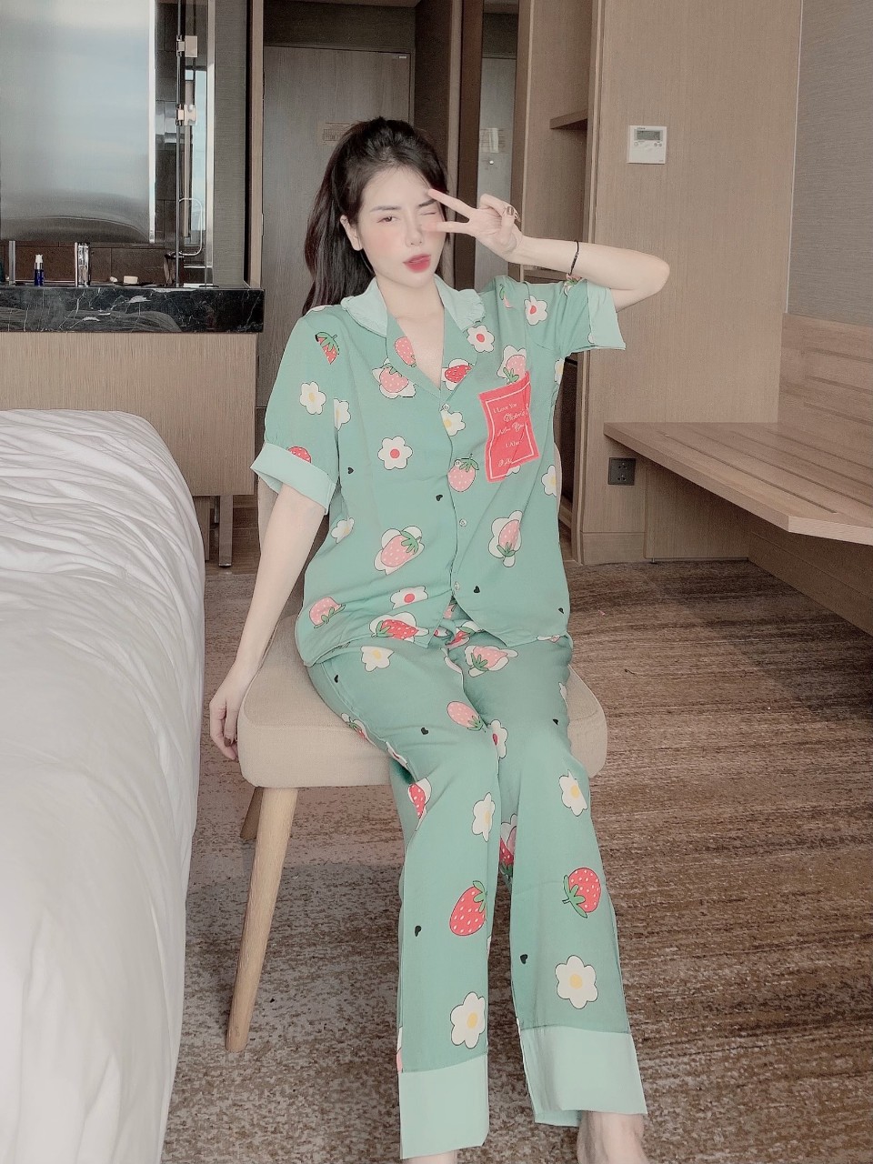 Đồ bộ mặc nhà cộc dài mango mềm mịn mát đẹp 114