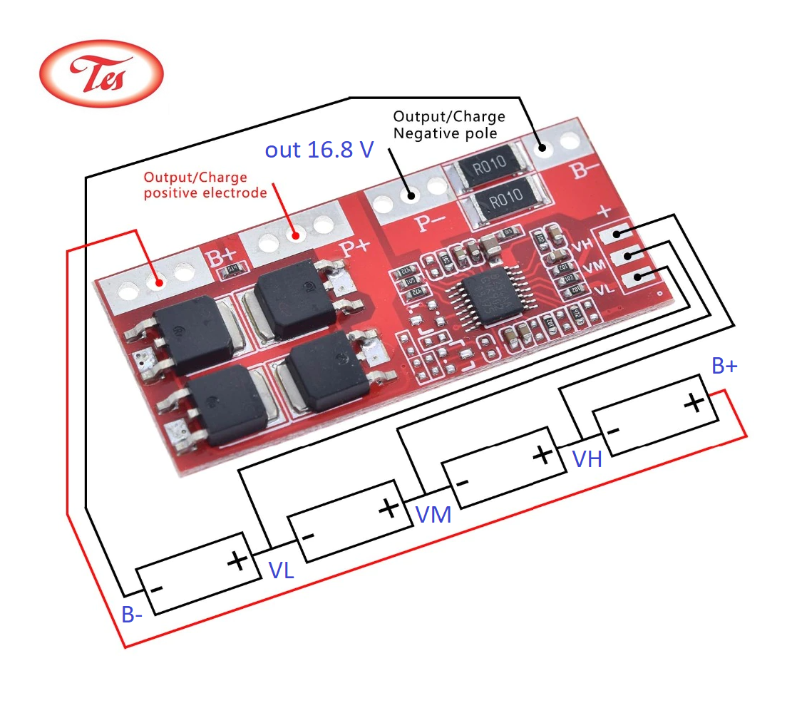 Mạch Sạc Bảo Vệ 4S 30A BMS Pin 18650
