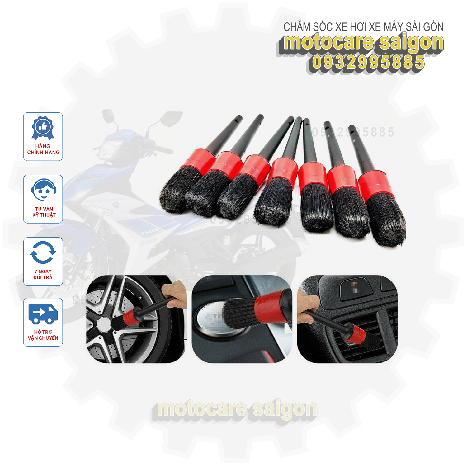 Cọ bút rửa xe, cọ rửa xe cán đen, cọ rửa xe chi tiết cao cấp