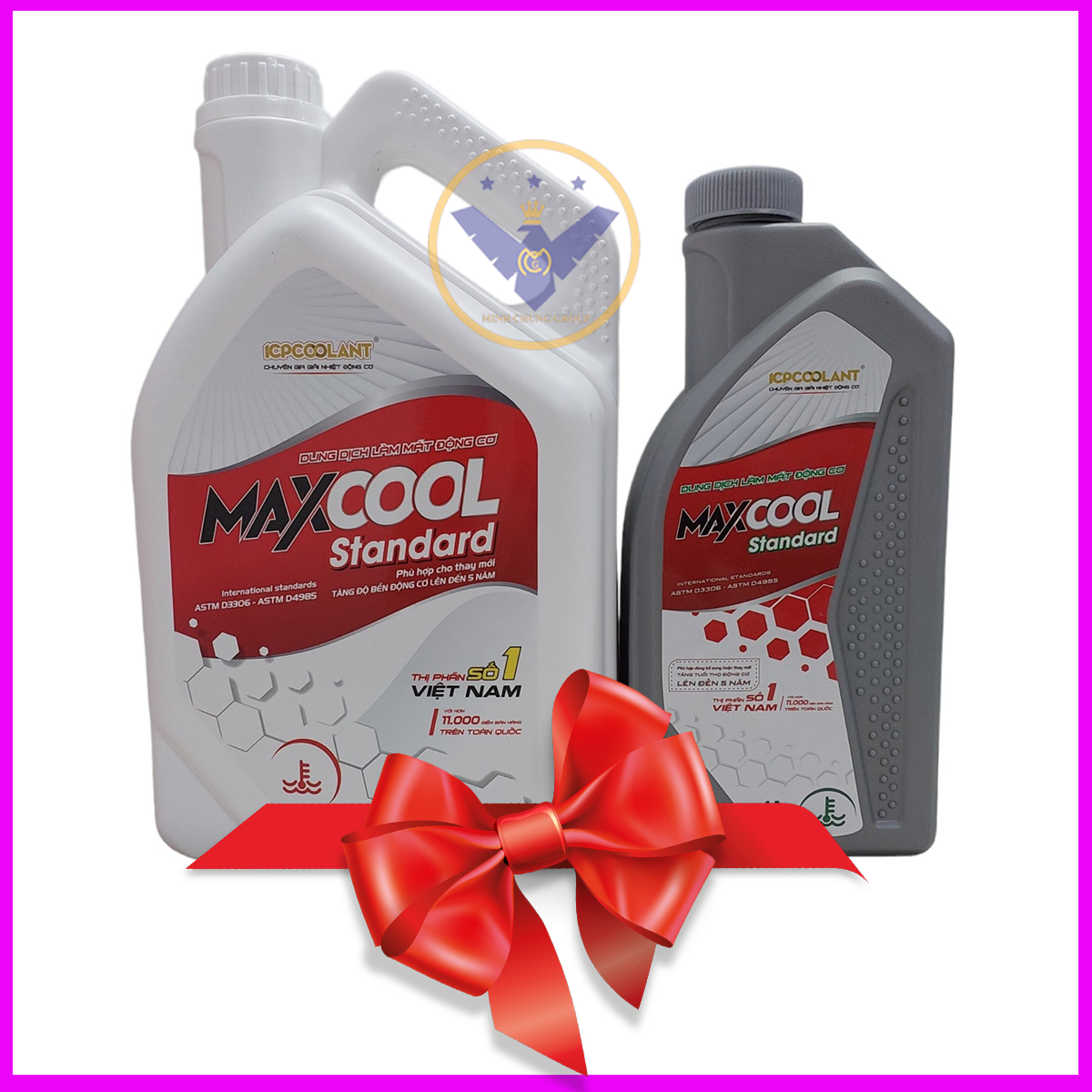 COMBO Nước làm mát động cơ ô tô (màu đỏ) Maxcool Standard Can 4L + 1L
