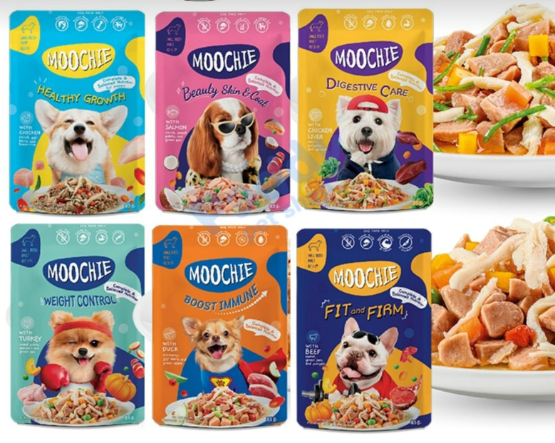 Pate Moochie dạng gói dành cho chó mọi lứa tuổi - 85gr (6 vị)