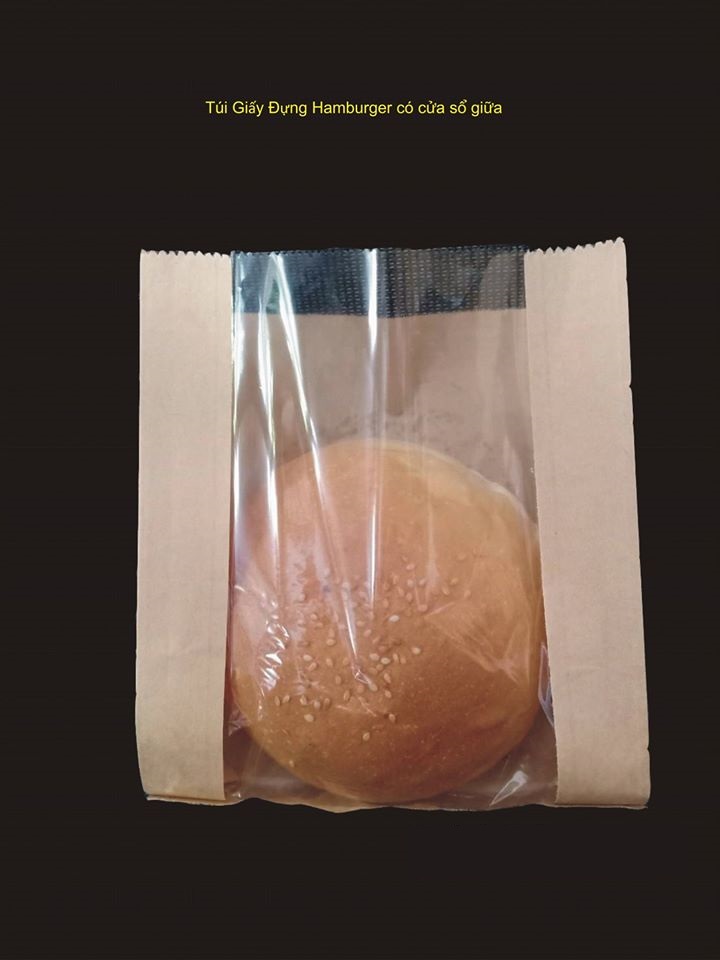 100 túi giấy đựng hamburger có cửa sổ giữa