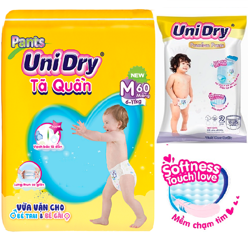 [Tặng thêm 8 miếng ] Tã quần Unidry size M60-L54