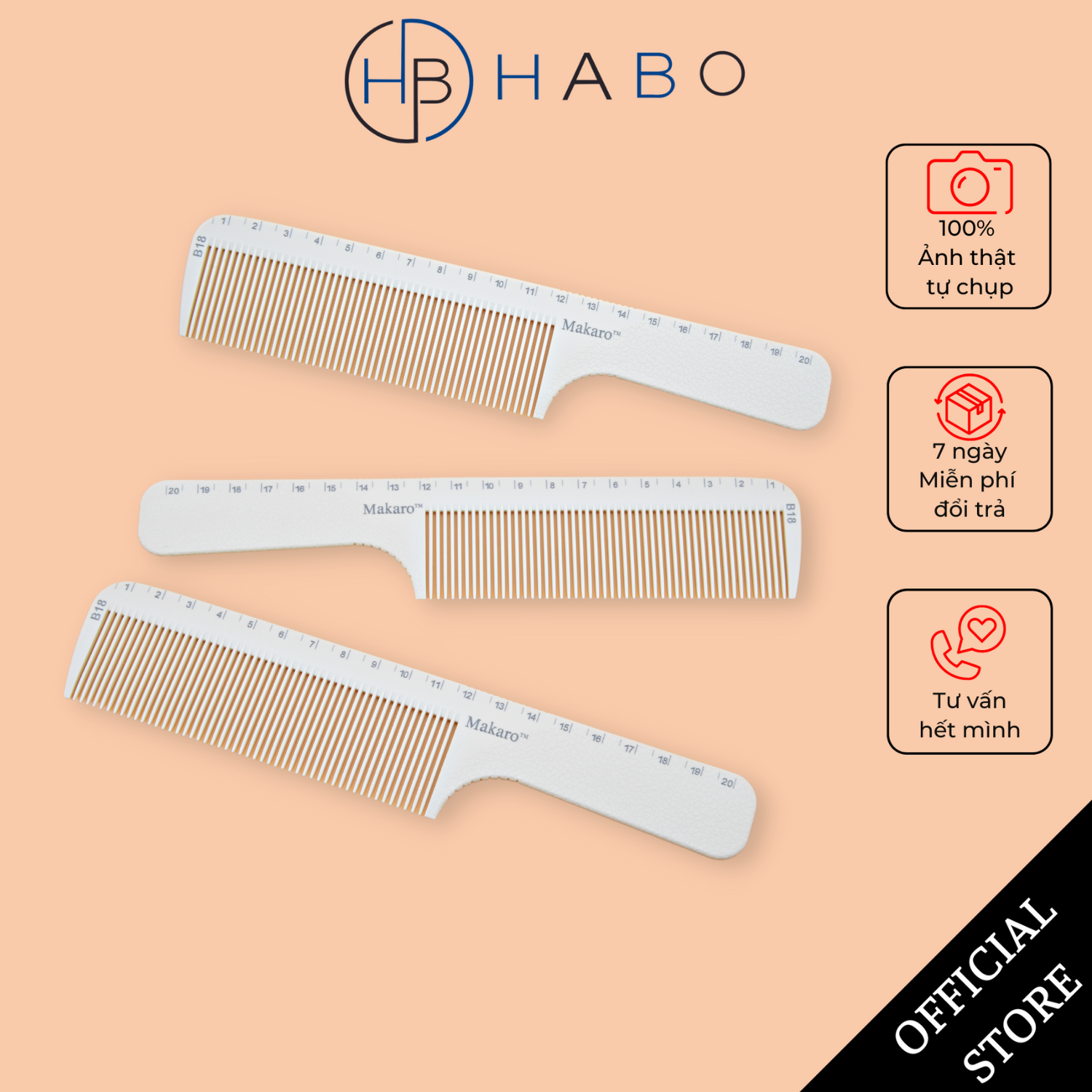Lược cắt tóc nam barber Makaro B18 bản to, lược chải tóc, lượt cắt tóc nam, lược tóc nam, lược kê tóc nam, lược tỉa tóc