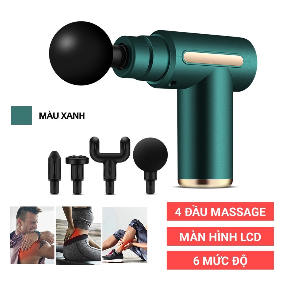 Máy Massage Cầm Tay Mini Giảm Đau Cơ Okila - Súng Massage Cầm Tay Fascia Gun KH-720 Phiên Bản Mini 4 Đầu 6 Chế Độ Massage Toàn Thân Giảm Căng Cơ, Nhức Mỏi Vai Gáy Giúp Lưu Thông Máu Hiệu Quả -Bảo Hành 12 Tháng Toàn Quốc