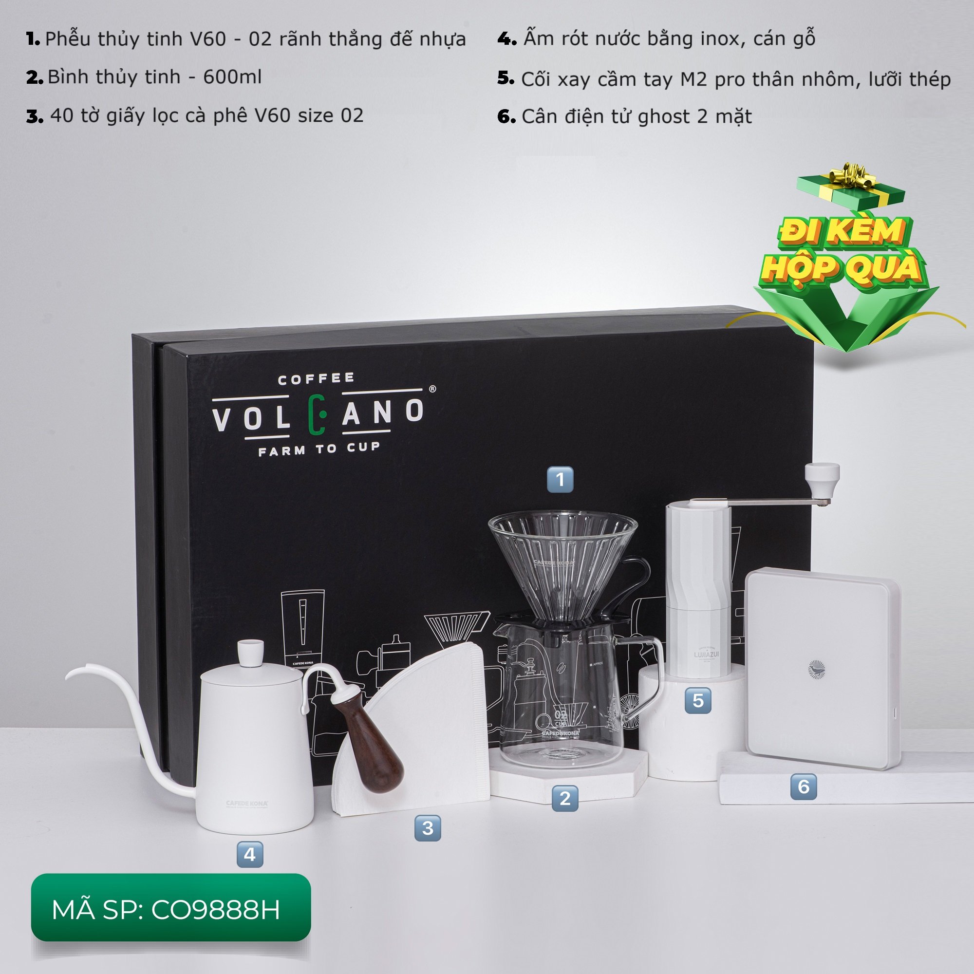 Combo bộ sản phẩm V60 02 màu trắng đẳng cấp