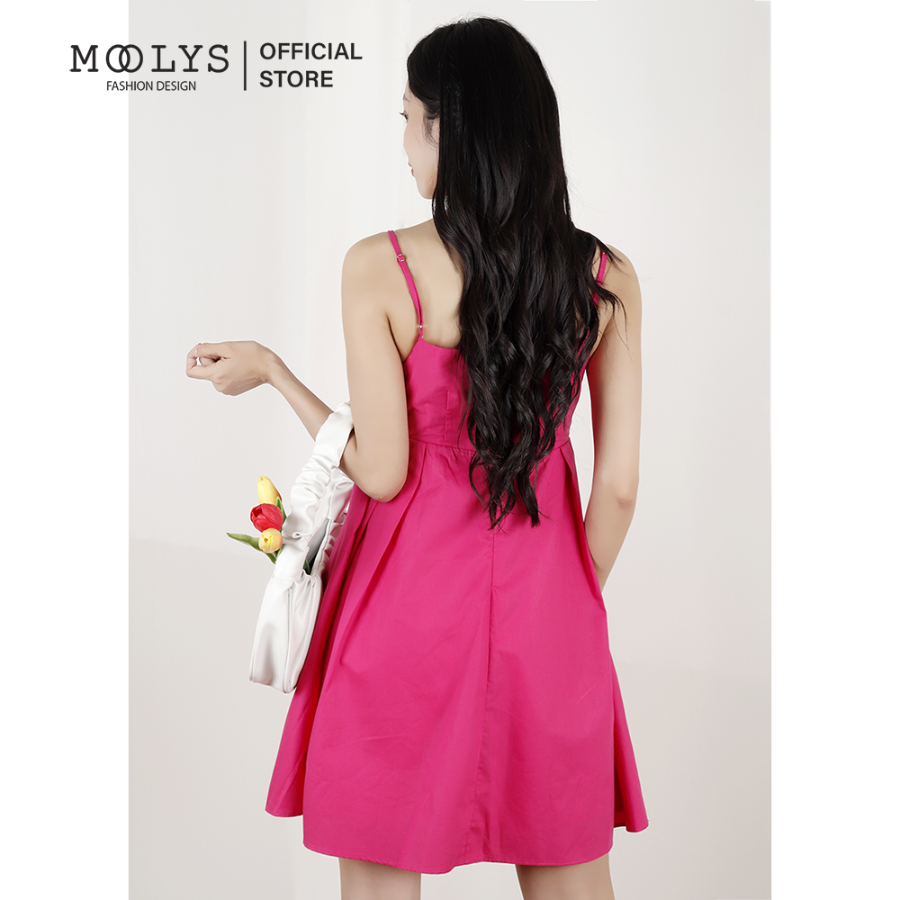 Đầm hai dây đính nơ dễ thương Moolys MD007