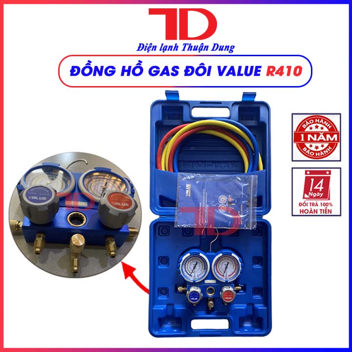 Đồng hồ đo áp suất gas máy lạnh Value R410 - Điện Lạnh Thuận Dung