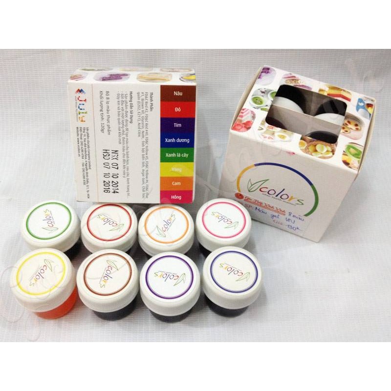 Set 8 màu thực phẩm Vcolors - 120gr