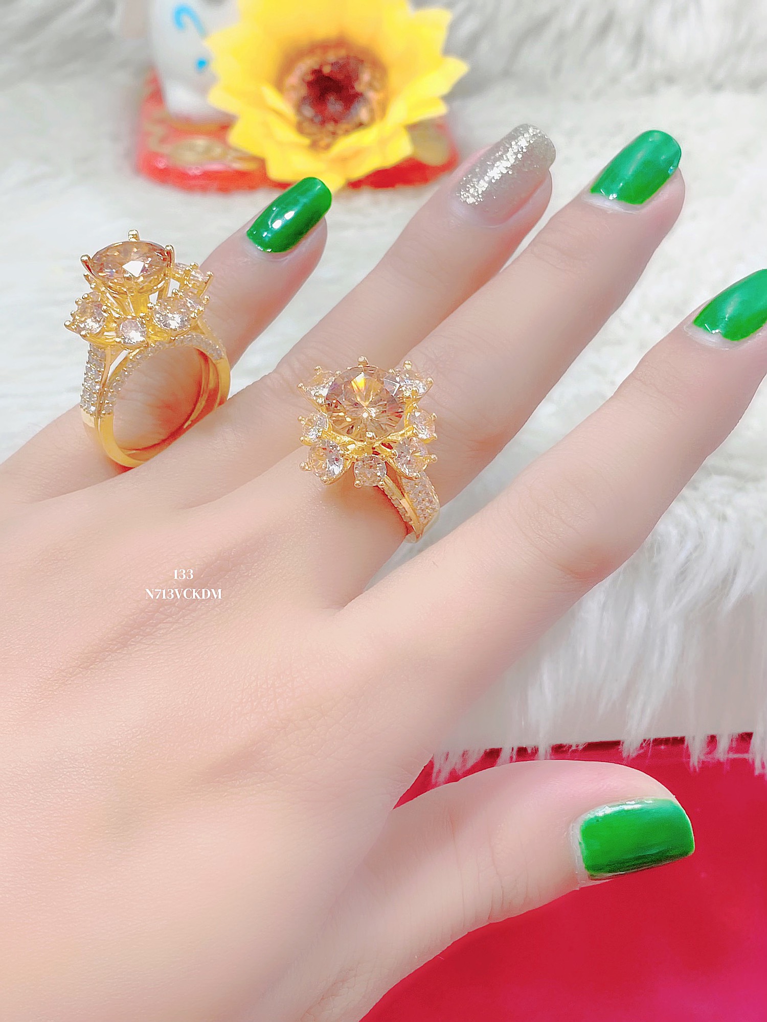 Nhẫn nữ mạ vàng 18k đính đá cz n454 - trang sức uha