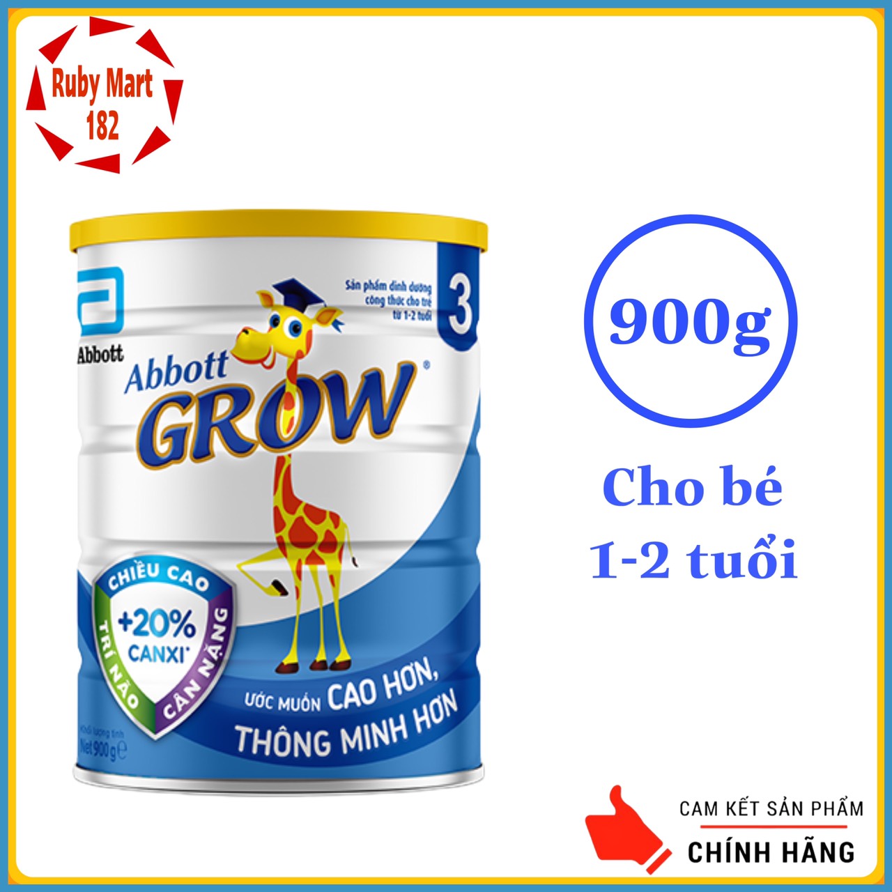 Sữa bột abbott grow 3 lon 900g cho bé 1-2 tuổi