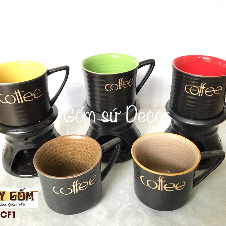 Tách cà phê có đế giữ nhiệt - Gốm sứ Bát Tràng