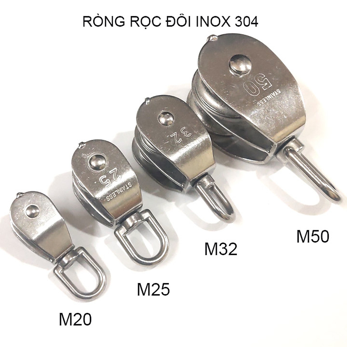 Ròng rọc đôi inox đủ size