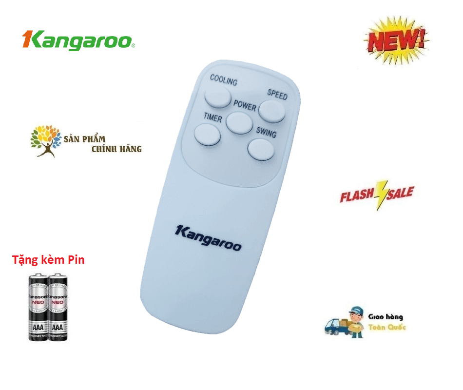 Remote Điều khiển từ xa quạt điều hòa Kangaroo 5 nút các dòng KG50F- Hàng chính hãng mới 100% Tặng kèm Pin