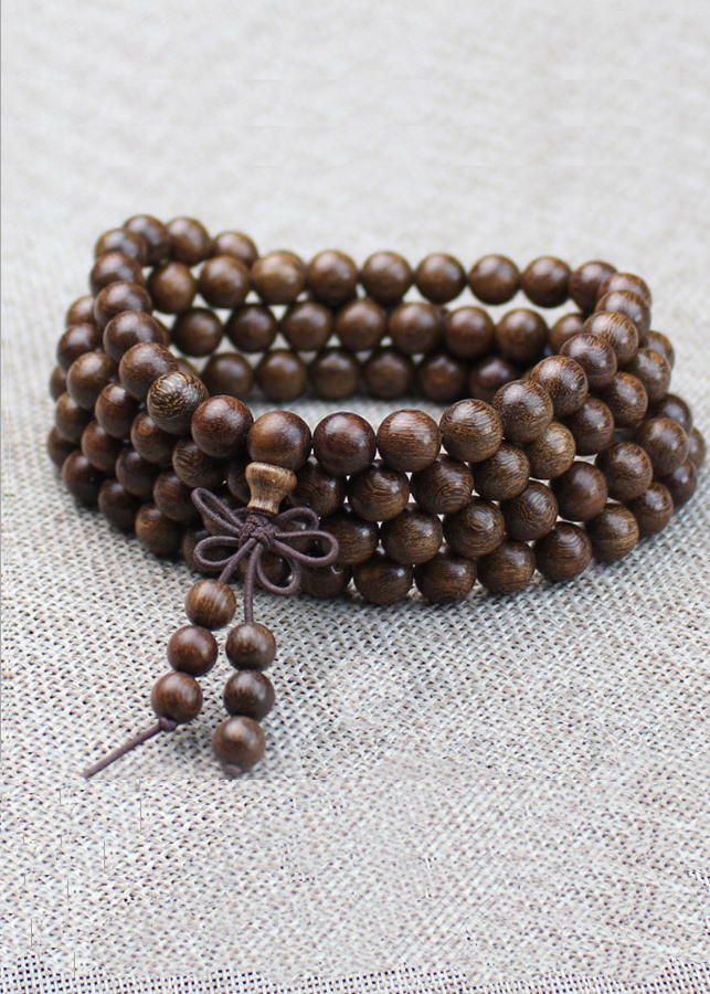 Vòng tay 108 hạt gỗ đàn hương tự nhiên phong cách phật giáo VG06