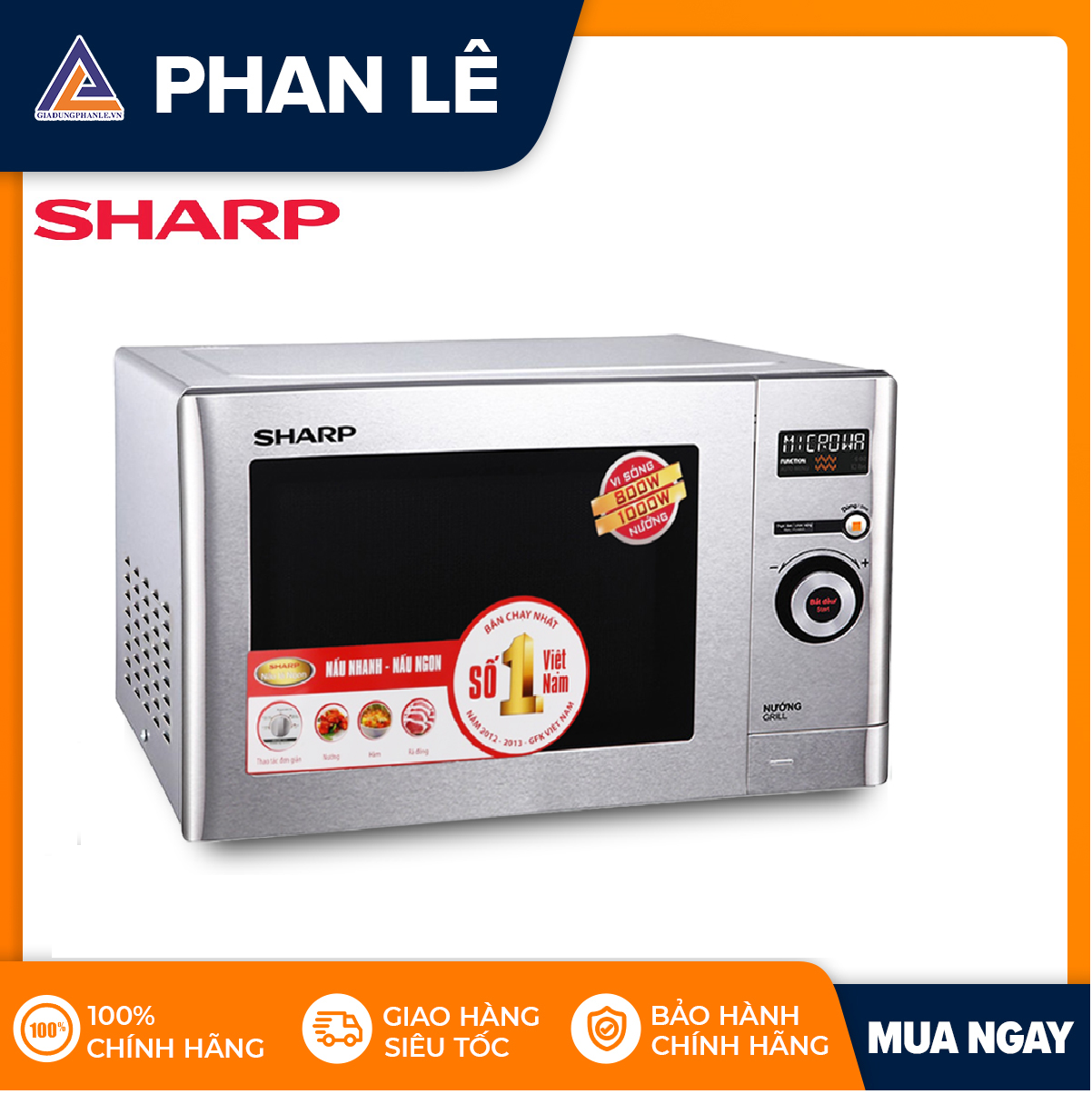 Lò Vi Sóng Có Nướng Sharp R-G623VN(ST) - 23 Lít