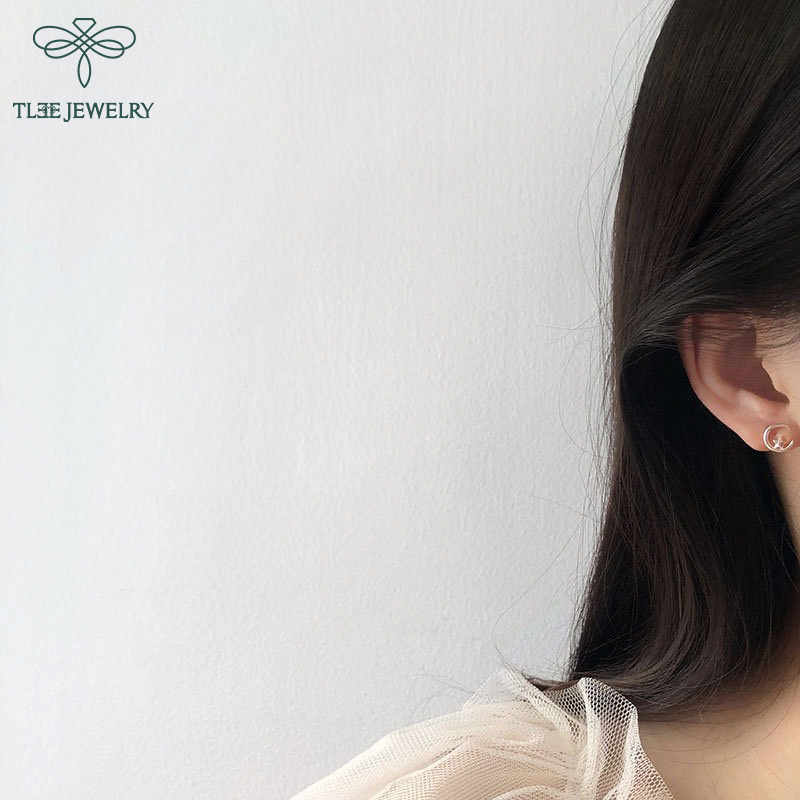 Khuyên tai bạc nữ TLEE trăng sao basic cá tính TleeJewelry B0192