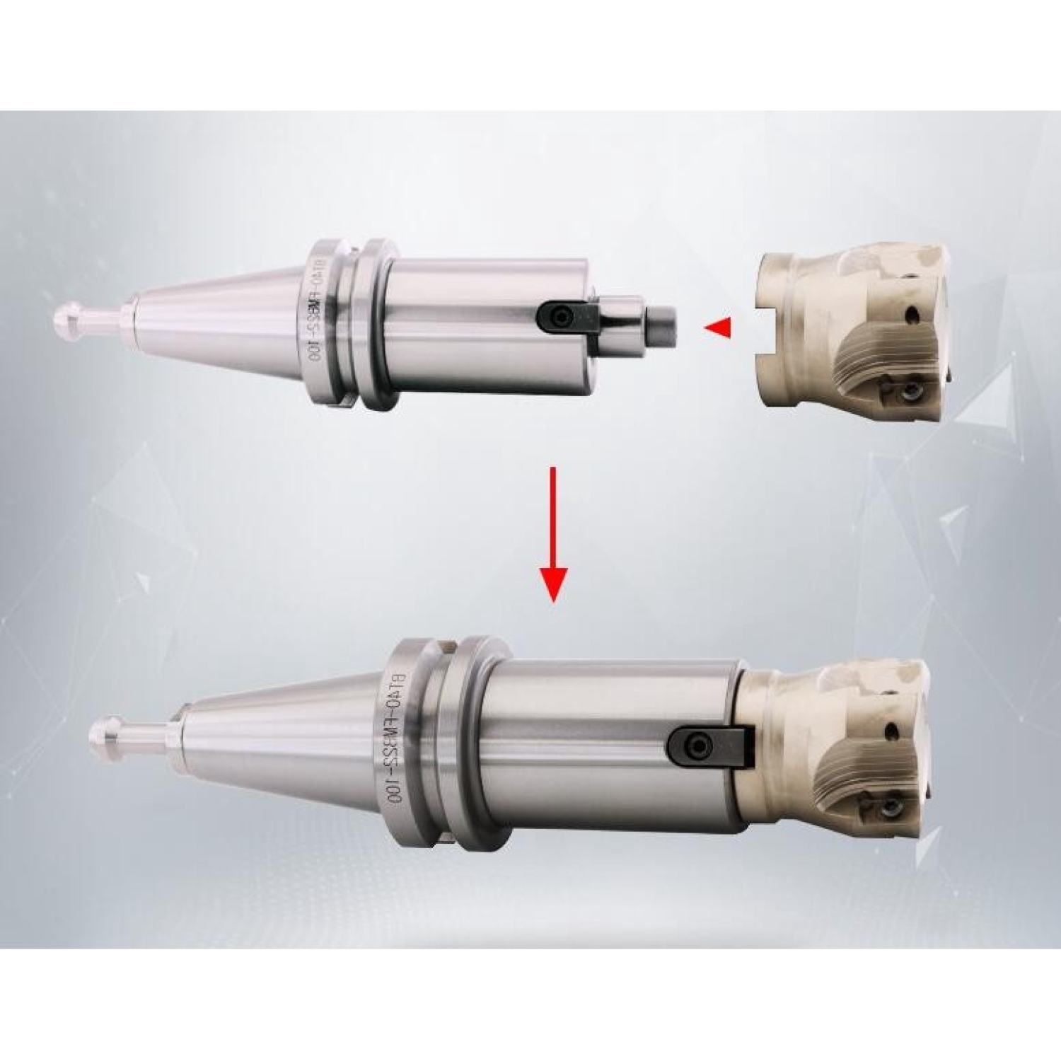Bầu kẹp BT40 lắp bát phay. Chuôi BT40 lắp đài phay.
