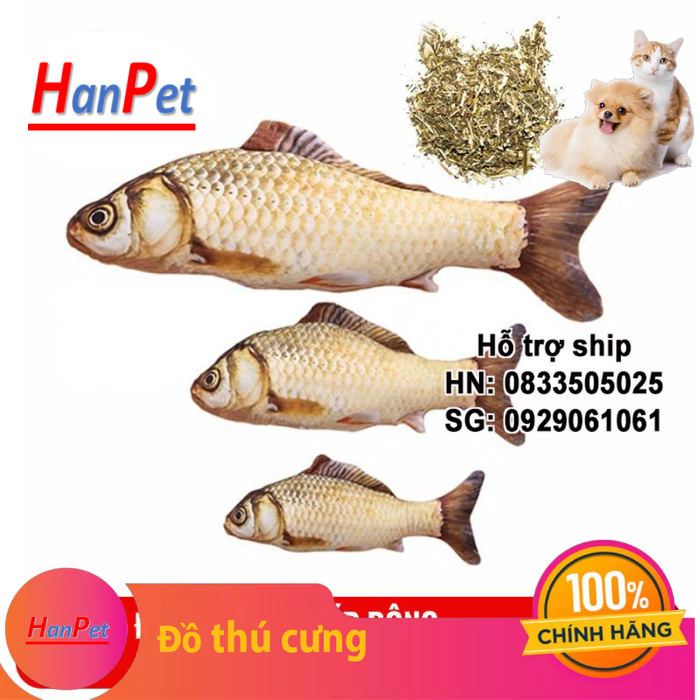 Hanpet - HPKM- Đồ chơi cho mèo Cá chép bông catnip cho mèo cỡ nhỏ 20cm