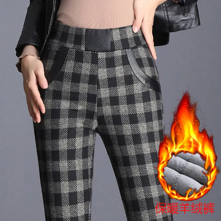 high waisted plaid pants plus size