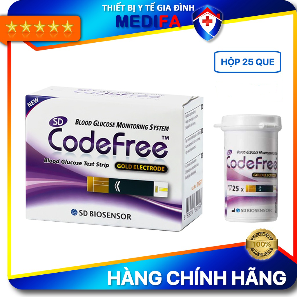Lọ 25 Que Thử Đường Huyết SD Codefree (SD Code free) - Que Thử Tiểu Đường Hàn Quốc