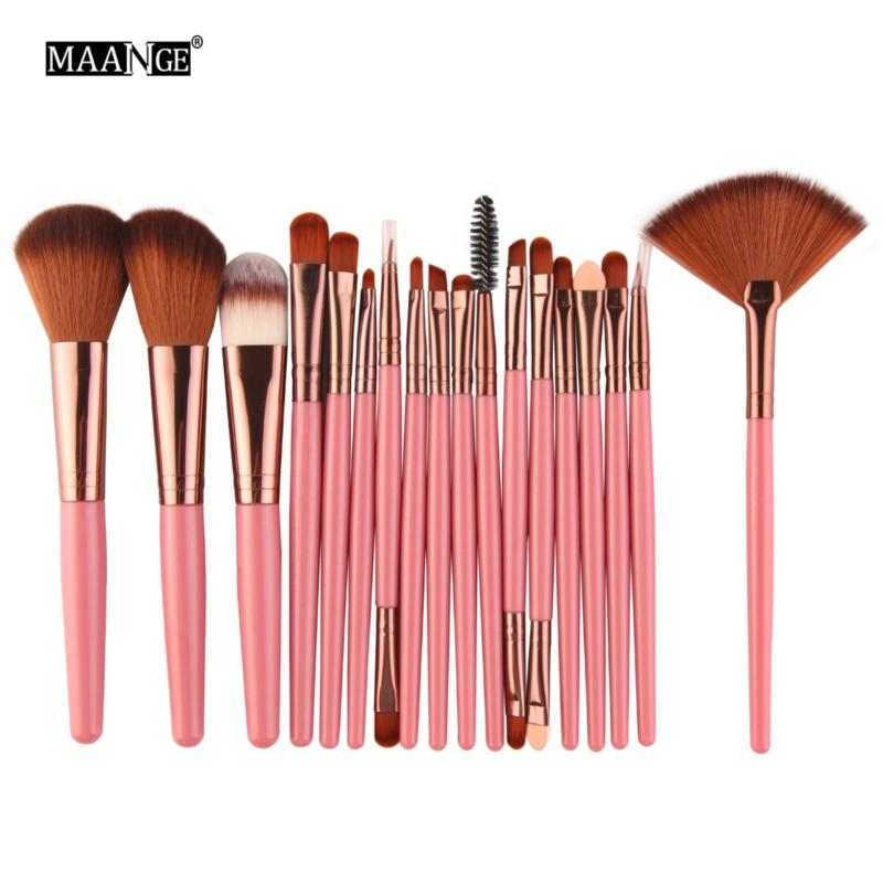 Bộ Cọ Trang Điểm Mỹ Phẩm Maange 18 Chiếc (Tím & Cà Phê)