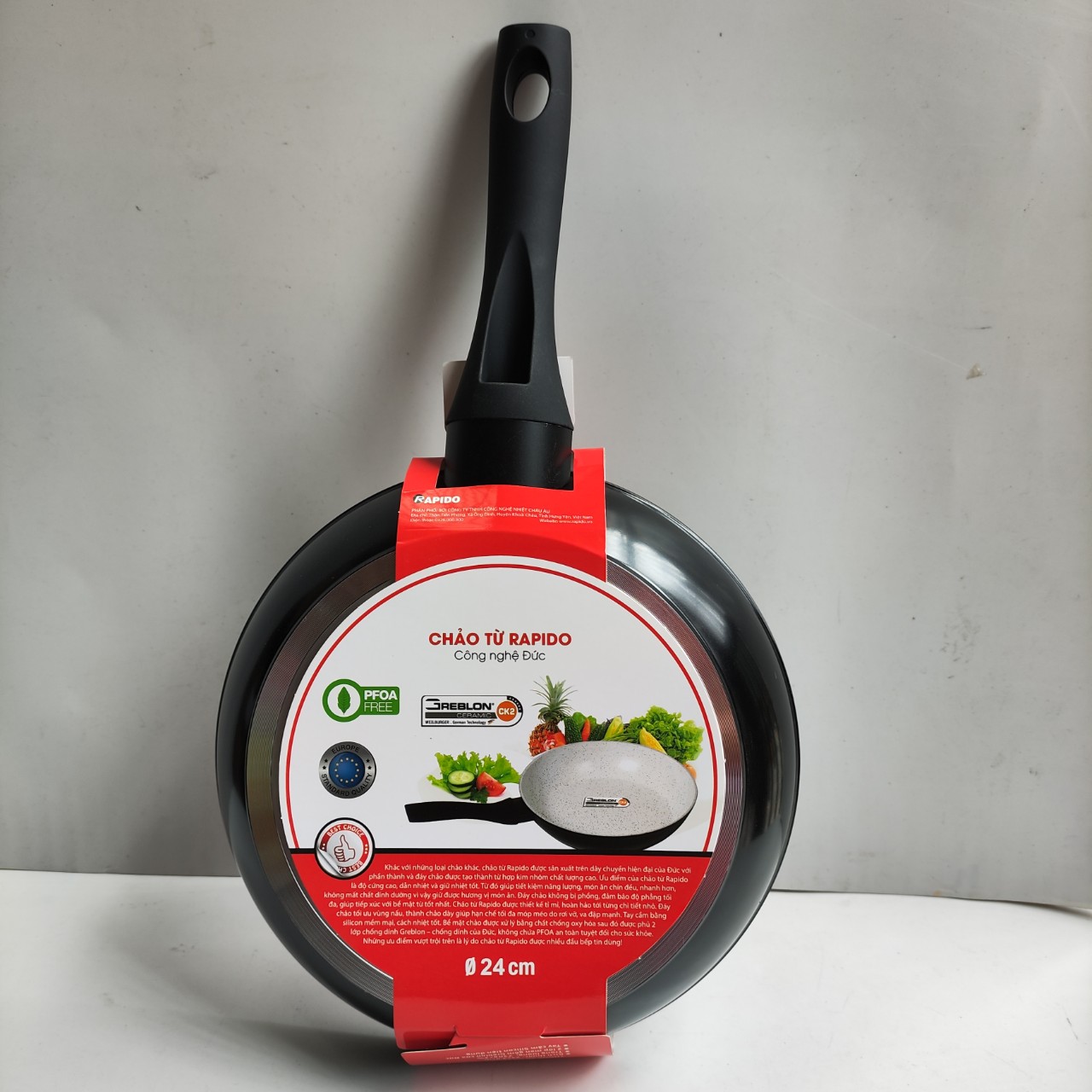 Chảo từ men Đức Rapido Size 20 / 24 / 28 cm đáy chấm