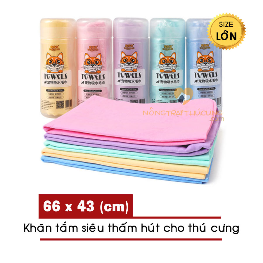Khăn tắm cho thú cưng siêu thấm hút – size lớn 66x43cm