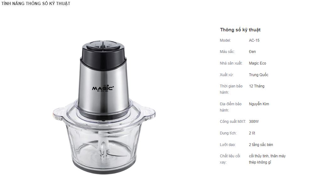 Máy xay thịt Magic Eco 2 lít AC-15
