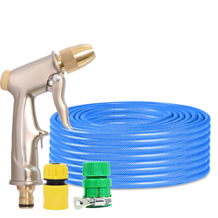Vòi nước vòi phun nước rửa xe tưới cây tăng áp thông minh + bộ dây bơm nước 10m cao cấp TLG 701-1576 đầu đồng,nối vàng (xanh)