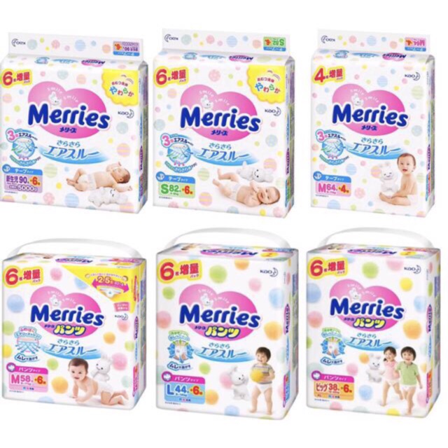 Bỉm quần Merris cộng miếng nội địa nhật đủ size cho bé NB96/S88/M68/L58/M64/L50/XL44/XXL28