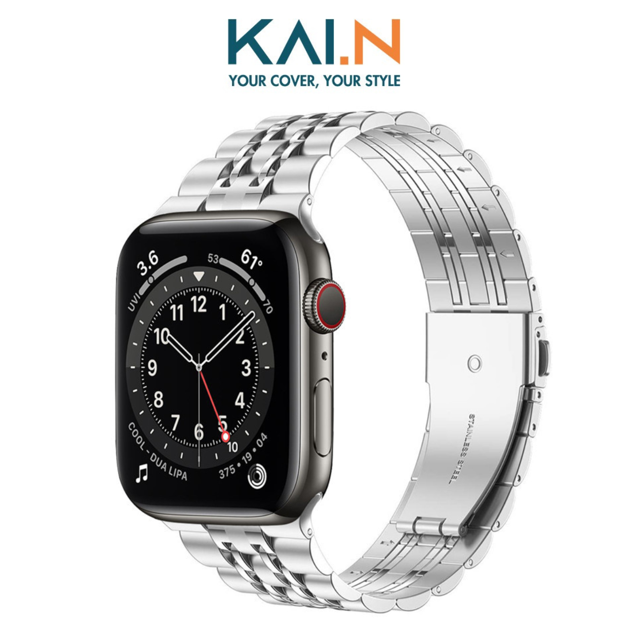 Dây đeo thép dành cho apple watch kai.n doubead steel band_ hàng chính hãng