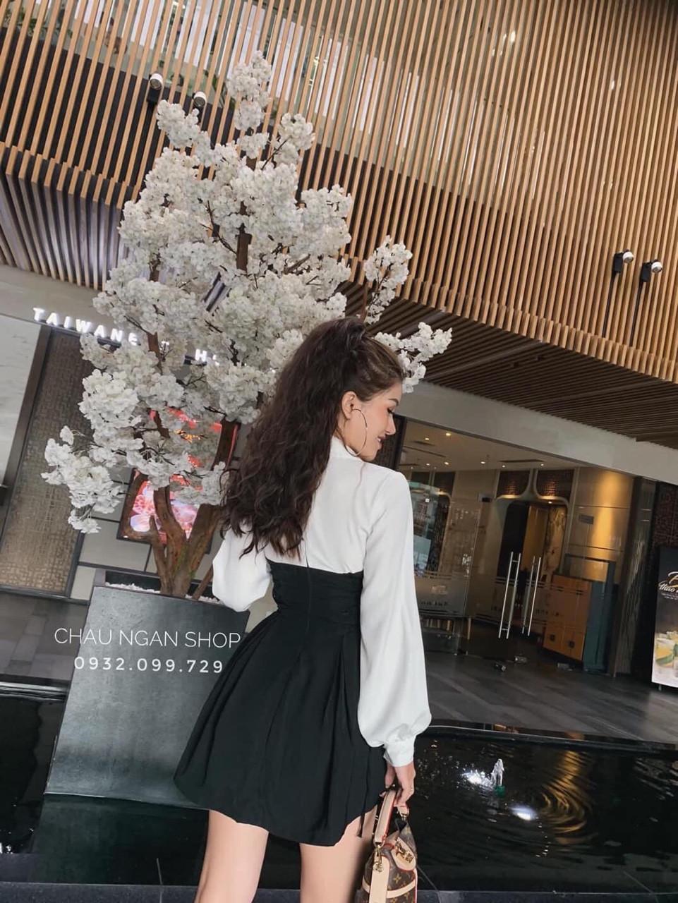 Đầm sơ mi đan eo nữ tính-TH