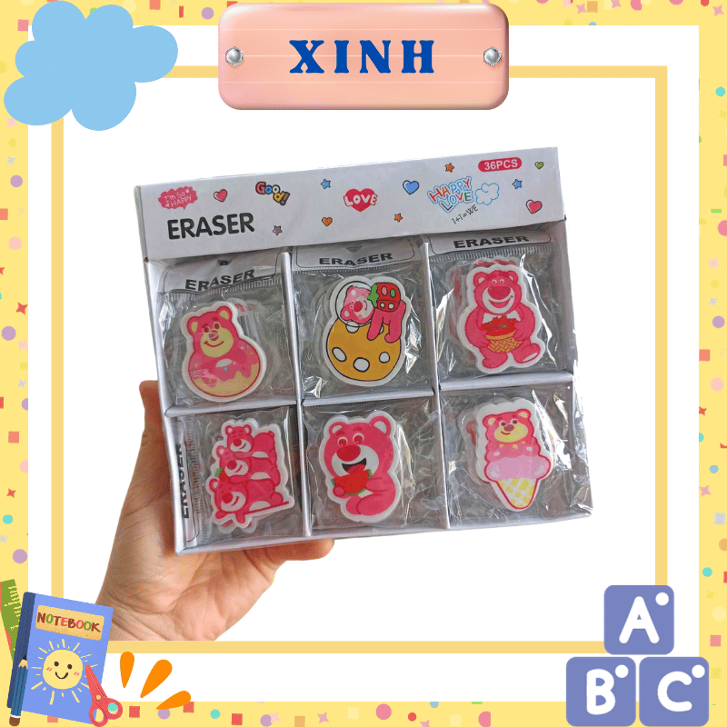 Set 4 Cục Gôm tẩy hình gấu dâu