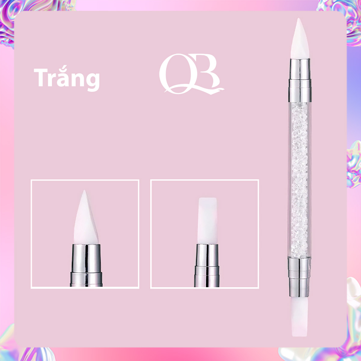 Cọ silicon 2 đầu nặn hoa 4D, chà tráng gương, miết sticker cán đá