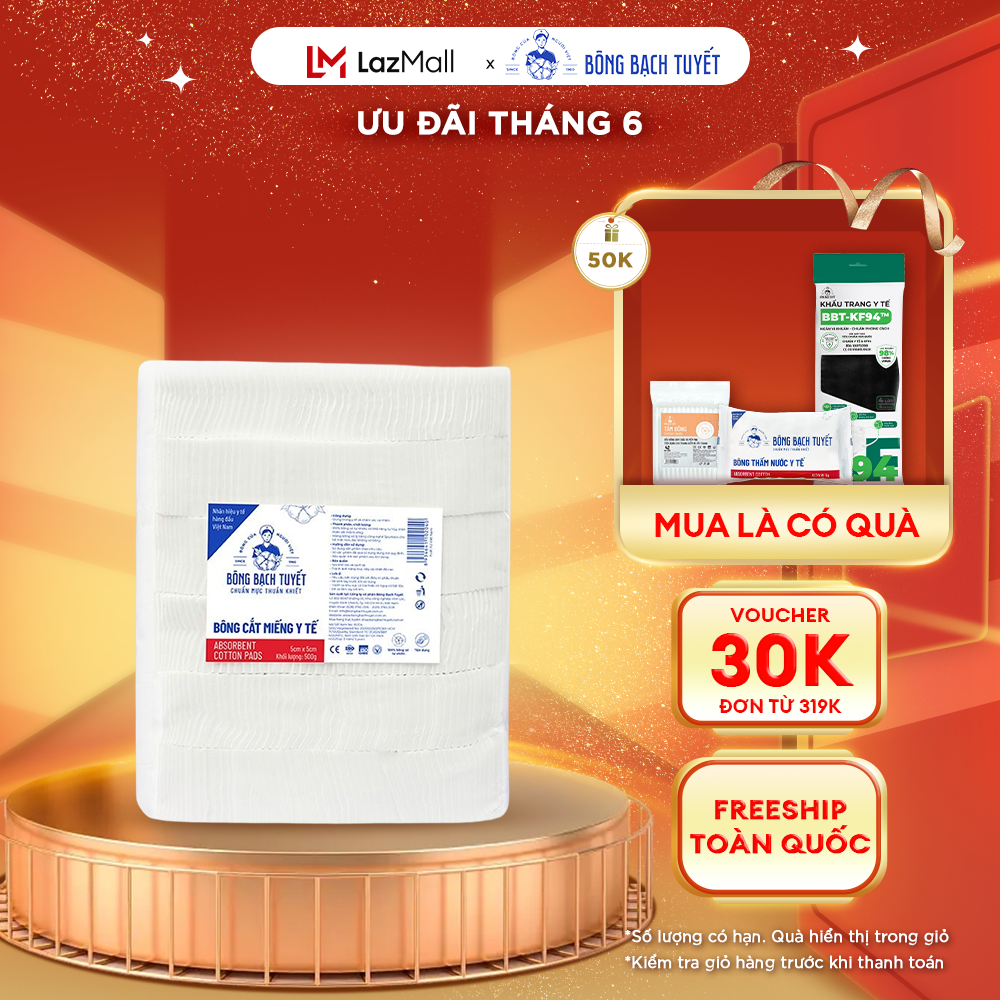 Bông y tế cắt Bạch Tuyết (5cm x 5cm) - 1Kg